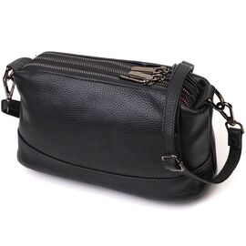 Придбати Зручна сумка на три відділення з натуральної шкіри 22094 Vintage Чорна, image , характеристики, відгуки