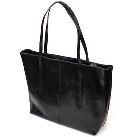 Придбати Функціональна сумка шоппер із натуральної шкіри 22095 Vintage Чорна, image , характеристики, відгуки