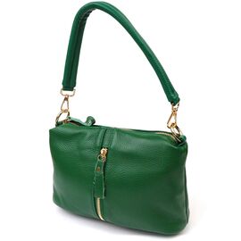 Придбати - Молодежная сумка через плечо из натуральной кожи 22097 Vintage Зеленая, image , характеристики, відгуки