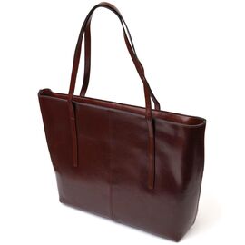 Придбати - Практичная сумка шоппер из натуральной кожи 22103 Vintage Коричневая, image , характеристики, відгуки