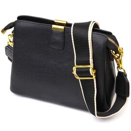 Купить - Женская красивая сумка на три отделения из натуральной кожи 22107 Vintage Черная, фото , характеристики, отзывы