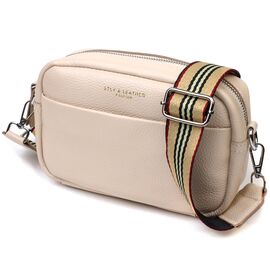 Купить - Отличная женская сумка на плечо из натуральной кожи 22121 Vintage Белая, фото , характеристики, отзывы