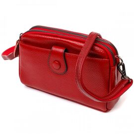 Придбати Яскрава сумка-клатч у стильному дизайні з натуральної шкіри 22125 Vintage Червона, image , характеристики, відгуки