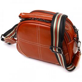 Придбати - Удобная глянцевая сумка на плечо из натуральной кожи 22129 Vintage Коричневая, image , характеристики, відгуки