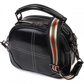 Придбати Жіноча глянсова сумка на плече з натуральної шкіри 22130 Vintage Чорна, image , характеристики, відгуки