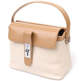 Придбати Фактурна сумка крос-боді з натуральної шкіри 22131 Vintage Молочна, image , характеристики, відгуки