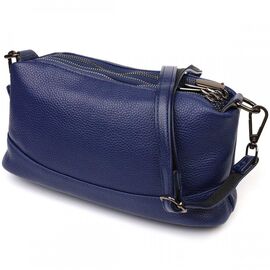 Придбати Шикарна сумка на три відділення з натуральної шкіри 22137 Vintage Синя, image , характеристики, відгуки