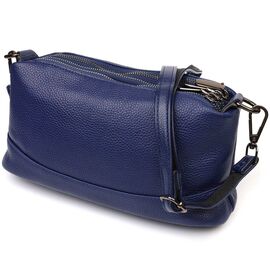 Купить Шикарная сумка на три отделения из натуральной кожи 22137 Vintage Синяя, фото , характеристики, отзывы