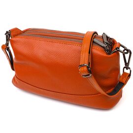 Придбати - Замечательная сумка на три отделения из натуральной кожи 22138 Vintage Рыжая, image , характеристики, відгуки