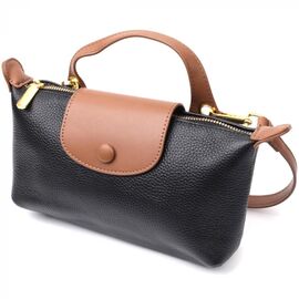 Купить Стильная женская сумка с интересным клапаном из натуральной кожи Vintage 22252 Черная, фото , характеристики, отзывы