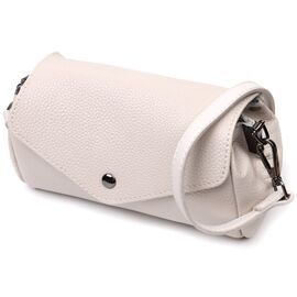 Купити Кожаная женская сумка с треугольным клапаном Vintage 22255 Белая, image , характеристики, відгуки