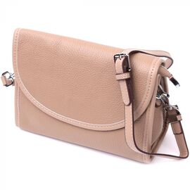 Купить - Кожаная женская сумка с полукруглым клапаном Vintage 22257 Бежевая, фото , характеристики, отзывы