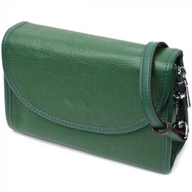 Придбати Компактна жіноча шкіряна сумка з напівкруглим клапаном Vintage 22260 Зелена, image , характеристики, відгуки