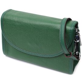 Купить - Компактная женская кожаная сумка с полукруглым клапаном Vintage 22260 Зеленая, фото , характеристики, отзывы
