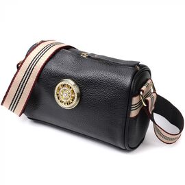Придбати Жіноча сумка з прикрасою із натуральної шкіри Vintage 22262 Чорна, image , характеристики, відгуки