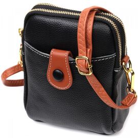 Придбати - Удобная сумка трапеция для женщин из натуральной кожи Vintage 22269 Черная, image , характеристики, відгуки