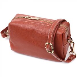Придбати Оригінальна жіноча сумка з двома ременями з натуральної шкіри Vintage 22273 Коричневий, image , характеристики, відгуки