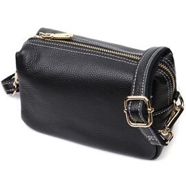 Купити Женская элегантная сумка с двумя ремнями из натуральной кожи Vintage 22276 Черный, image , характеристики, відгуки
