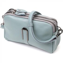 Придбати Жіноча повсякденна сумка на два відділення з натуральної шкіри Vintage 22280 Блакитна, image , характеристики, відгуки