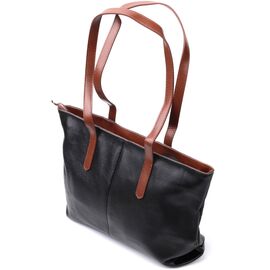 Купить - Вместительная сумка для женщин из натуральной кожи Vintage 22281 Черная, фото , характеристики, отзывы