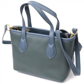 Придбати Елегантна сумка з двома ручками з натуральної шкіри Vintage 22282 Блакитна, image , характеристики, відгуки