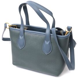 Купить - Элегантная сумка с двумя ручками из натуральной кожи Vintage 22282 Голубая, фото , характеристики, отзывы