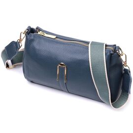 Купить - Женская практичная сумка через плече из натуральной кожи Vintage 22287 Синяя, фото , характеристики, отзывы