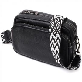 Купить Компактная женская сумка кросс-боди из натуральной кожи Vintage 22294 Черная, фото , характеристики, отзывы