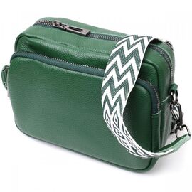 Придбати Модна жіноча сумка крос-боді з натуральної шкіри Vintage 22296 Зелена, image , характеристики, відгуки
