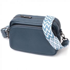 Купить Интересная женская сумка кросс-боди из натуральной кожи Vintage 22297 Синяя, фото , характеристики, отзывы