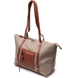 Придбати Оригінальна двокольорова сумка жіноча з натуральної шкіри Vintage 22304 Бежева, image , характеристики, відгуки