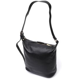 Купить - Вместительная женская сумка с одной длинной ручкой из натуральной кожи Vintage 22305 Черная, фото , характеристики, отзывы