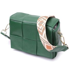 Купить - Компактная вечерняя сумка для женщин с переплетами из натуральной кожи Vintage 22312 Зеленая, фото , характеристики, отзывы