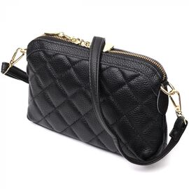 Придбати Класична сумка жіноча через плече з натуральної стьобаної шкіри Vintage 22315 Чорна, image , характеристики, відгуки