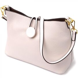 Придбати Шкіряна жіноча сумка з оригінальною застібкою ґудзиком Vintage 22321 Біла, image , характеристики, відгуки