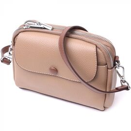Купить Повседневная маленькая сумка для женщин из натуральной кожи Vintage 22322 Бежевая, фото , характеристики, отзывы