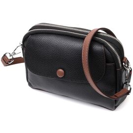 Придбати Шкіряна маленька повсякденна сумка для жінок Vintage 22324 Чорна, image , характеристики, відгуки