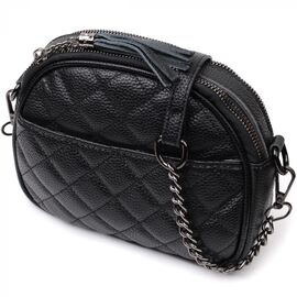 Купить Стеганая сумка для женщин из мягкой натуральной кожи Vintage 22325 Черная, фото , характеристики, отзывы