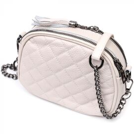 Купить Женская стеганая сумка из мягкой натуральной кожи Vintage 22326 Белая, фото , характеристики, отзывы
