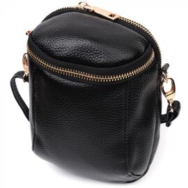 Купить Небольшая сумка интересного формата из мягкой натуральной кожи Vintage 22338 Черная, фото , характеристики, отзывы