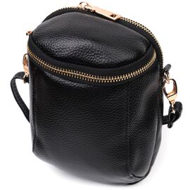 Купить - Небольшая сумка интересного формата из мягкой натуральной кожи Vintage 22338 Черная, фото , характеристики, отзывы