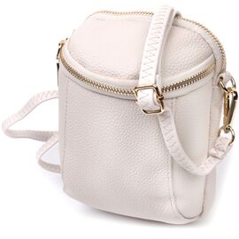 Придбати - Компактная сумка интересного формата из мягкой натуральной кожи Vintage 22339 Белая, image , характеристики, відгуки