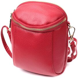 Придбати Яскрава сумка цікавого формату з натуральної шкіри Vintage 22340 Червона, image , характеристики, відгуки