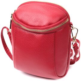 Придбати - Яркая сумка интересного формата из мягкой натуральной кожи Vintage 22340 Красная, image , характеристики, відгуки