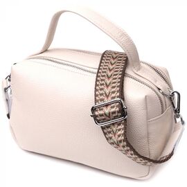 Придбати Жіноча прямокутна сумка на два відділення з натуральної шкіри Vintage 22344 Біла, image , характеристики, відгуки