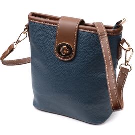 Купить - Симпатичная сумка для женщин на каждый день из натуральной кожи Vintage 22346 Синяя, фото , характеристики, отзывы