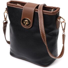Купить Интересная сумка на плечо для женщин на каждый день из натуральной кожи Vintage 22348 Черная, фото , характеристики, отзывы