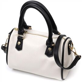 Придбати Жіноча сумка бочонок з темними акцентами Vintage 22352 Біла, image , характеристики, відгуки