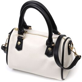 Купить - Женская сумка бочонок с темными акцентами Vintage 22352 Белая, фото , характеристики, отзывы