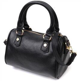 Придбати Елегантна жіноча сумка бочонок з двома ручками з натуральної шкіри Vintage 22353 Чорна, image , характеристики, відгуки